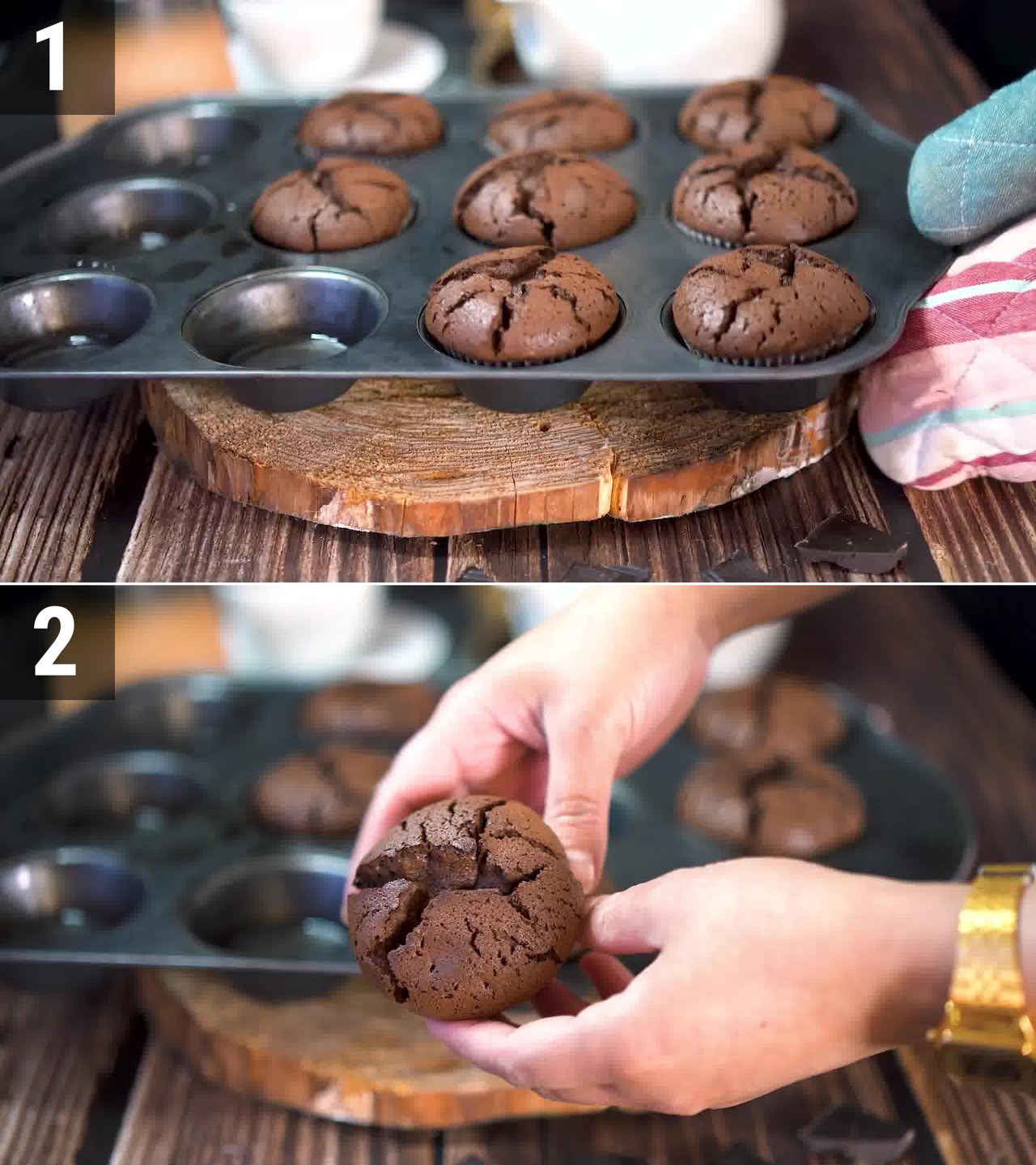 Image of the cooking step-1-9 for 2 Ingredient Chocolate Muffins