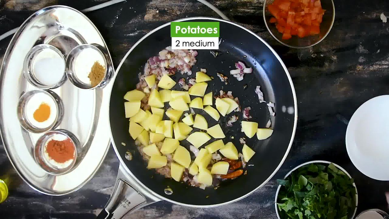 Image of the cooking step-1-6 for Aloo Palak - Spinach Potato Stir Fry
