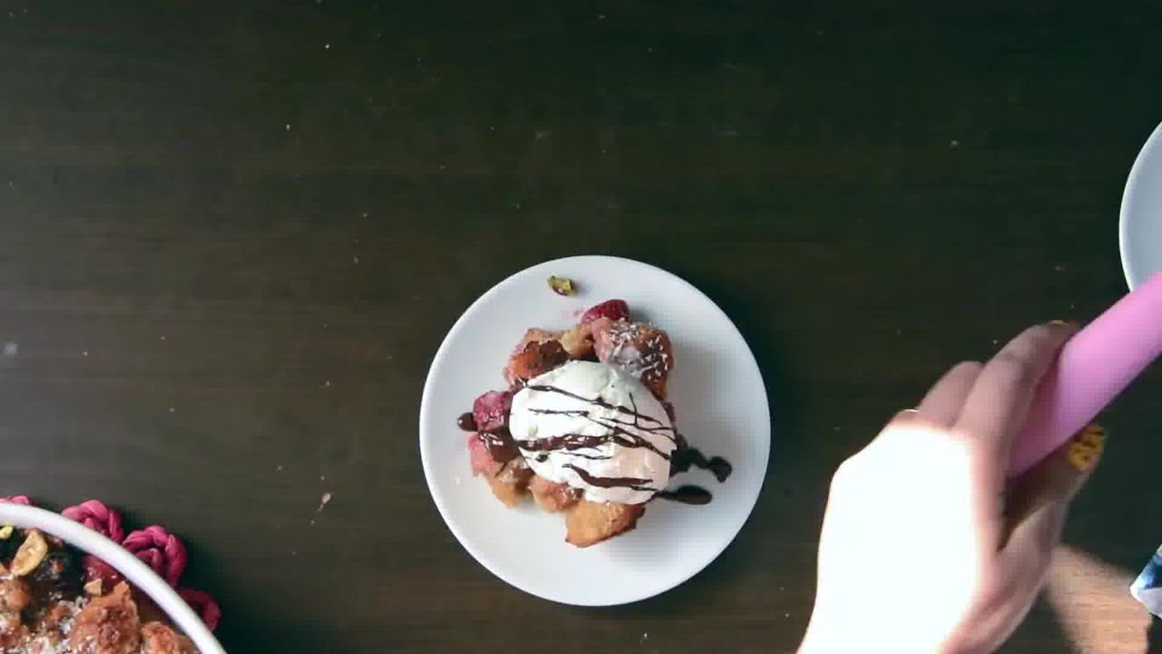 Image of the cooking step-1-11 for Banana Strawberry Bread Pudding (Video)