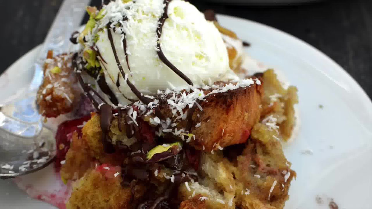 Image of the cooking step-1-12 for Banana Strawberry Bread Pudding (Video)