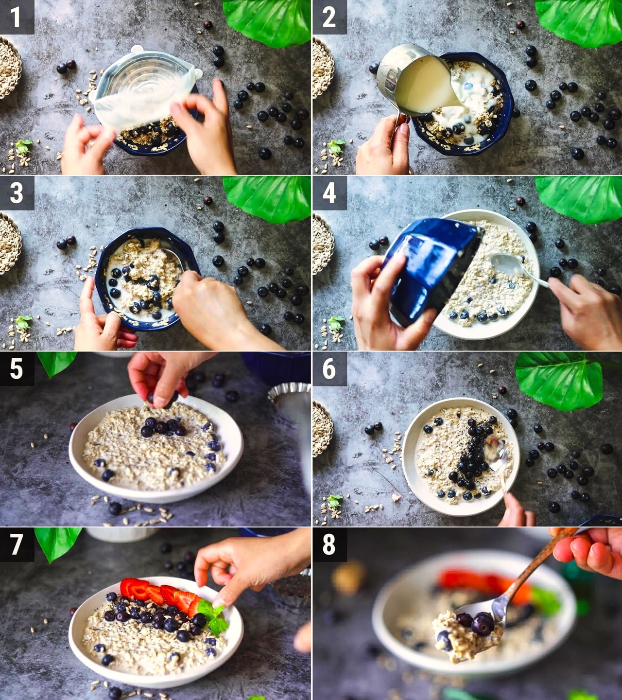 Image of the cooking step-1-3 for Blueberry Overnight Oats