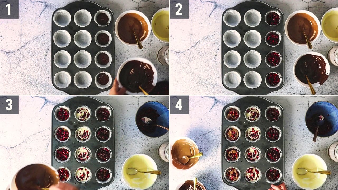 Image of the cooking step-1-2 for Chocolate Pomegranate Bites