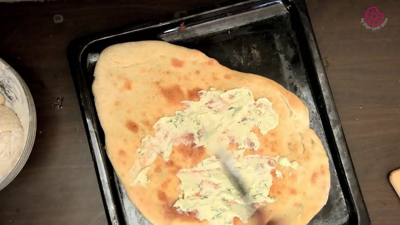 Image of the cooking step-4-1 for Corn Cream Cheese Flatbread with Orange Vinaigrette