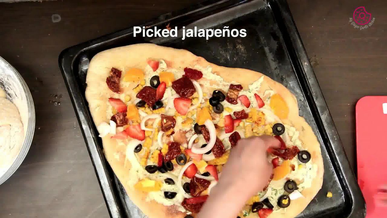 Image of the cooking step-4-2 for Corn Cream Cheese Flatbread with Orange Vinaigrette