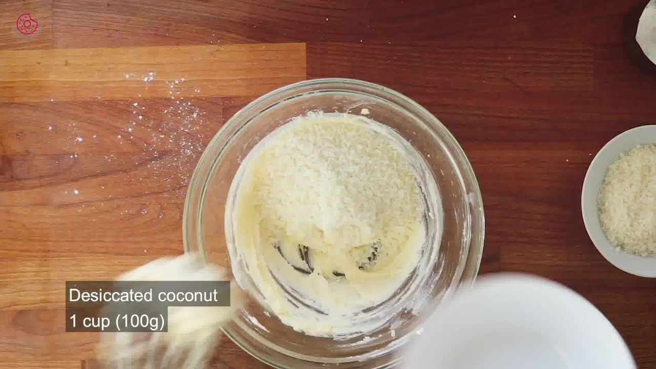 Image of the cooking step-1-3 for Eggless Coconut Cookies