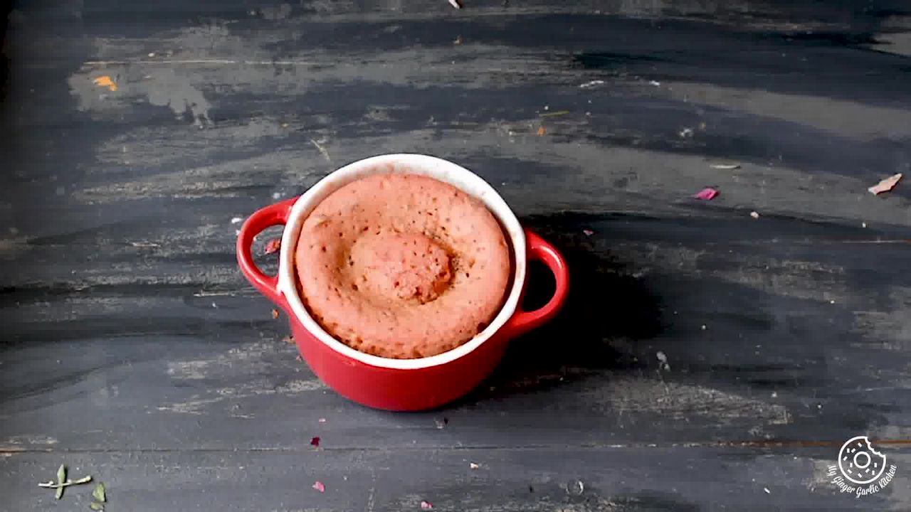 Image of the cooking step-1-6 for Eggless Gulkand Mug Cake in 2 Minutes - Rose Mug Cake