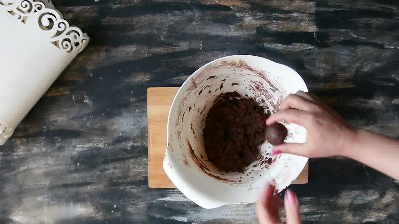 Image of the cooking step-1-5 for Eggless Triple Chocolate Cookies Recipe