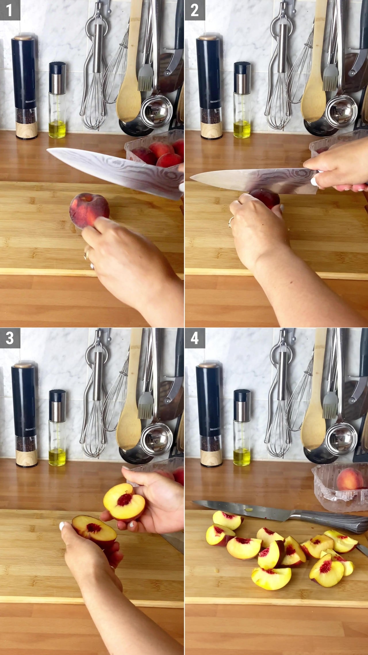Image of the cooking step-1-1 for Grilled Peaches with Cheese and Honey