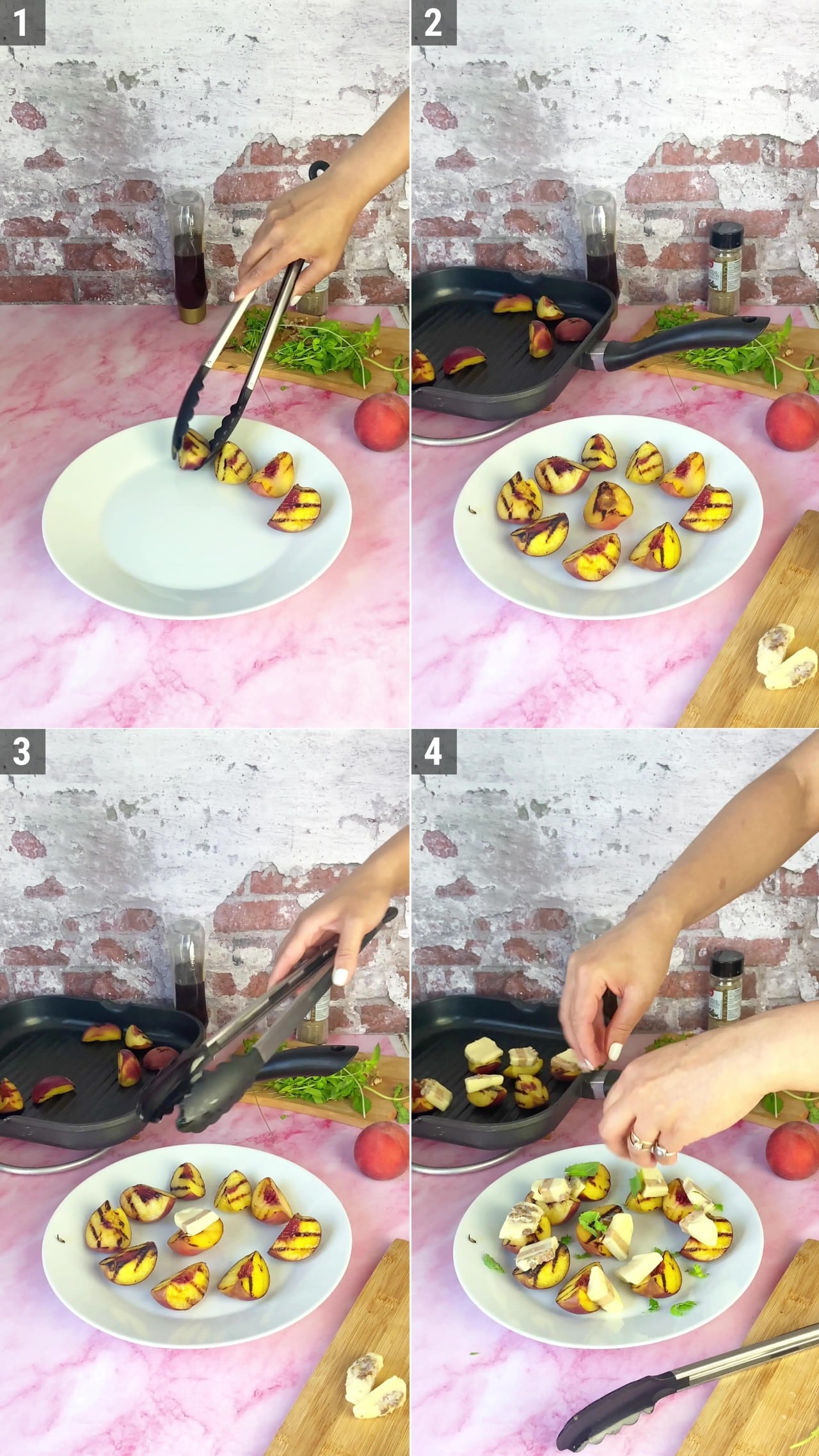 Image of the cooking step-1-4 for Grilled Peaches with Cheese and Honey