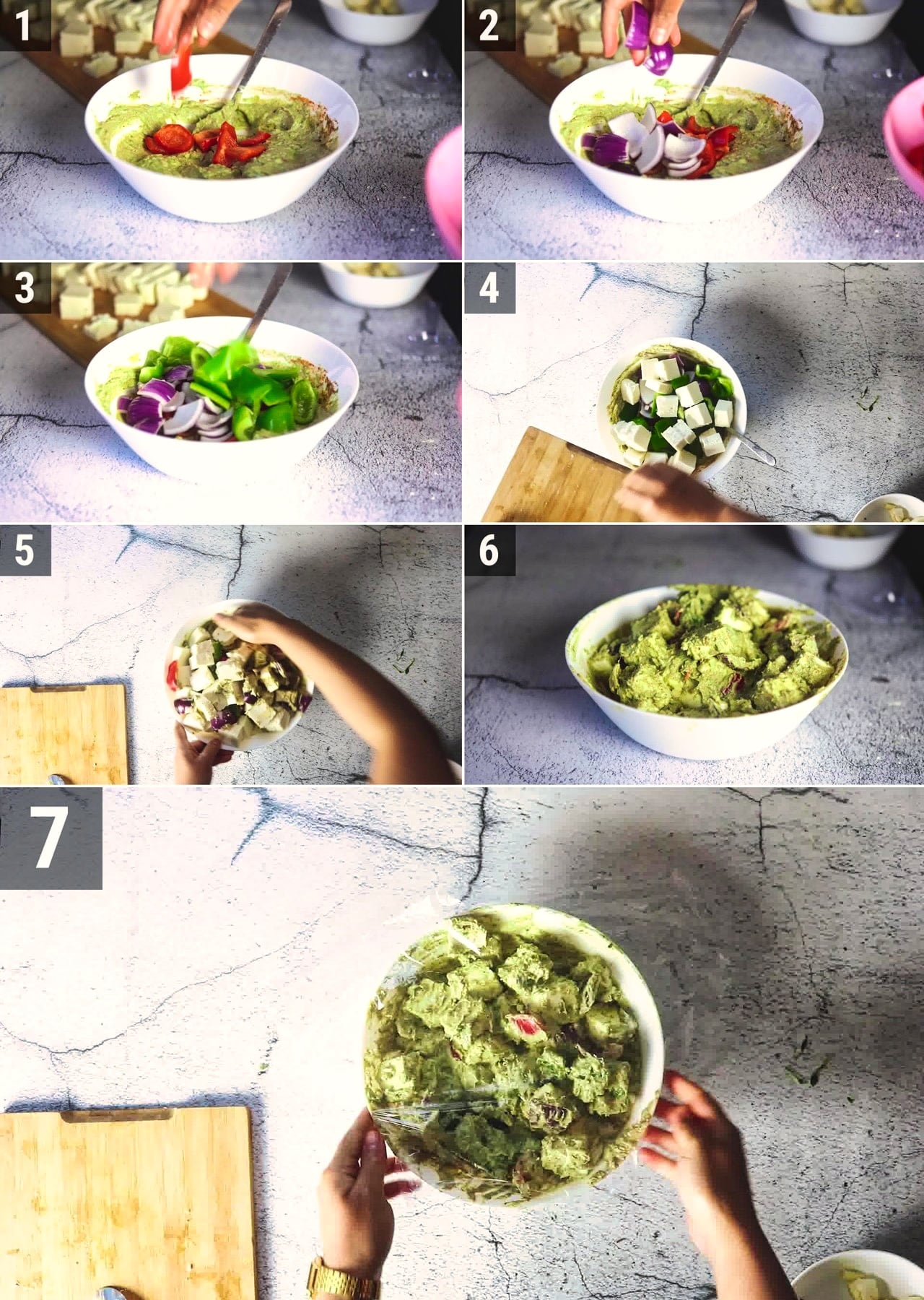 Image of the cooking step-1-3 for Hariyali Paneer Tikka