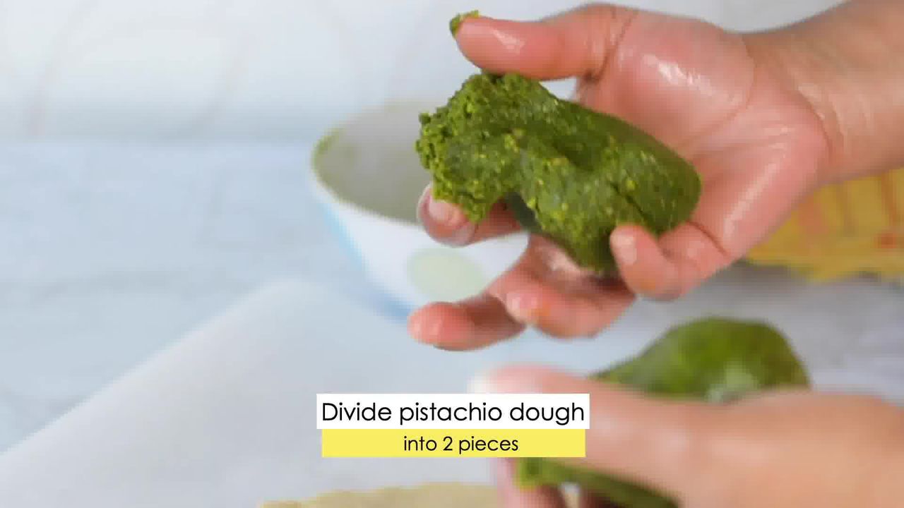 Image of the cooking step-6-3 for Kaju Pista Roll Recipe - Cashew Pistachio Fudge