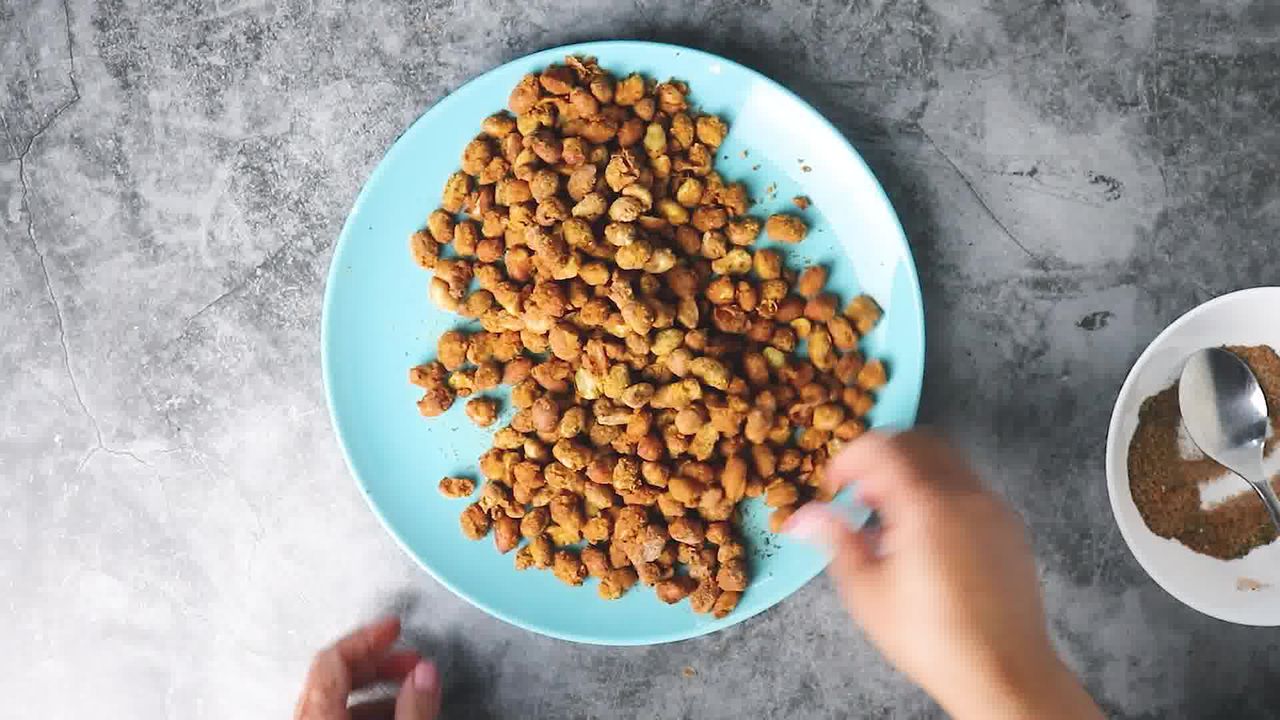 Image of the cooking step-5-8 for Masala Peanuts (Air Fryer, Baked and Fried Recipe)