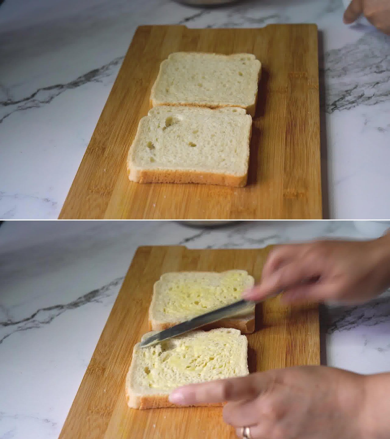 Image of the cooking step-2-1 for Mayonnaise Sandwich (Cold + Grilled)