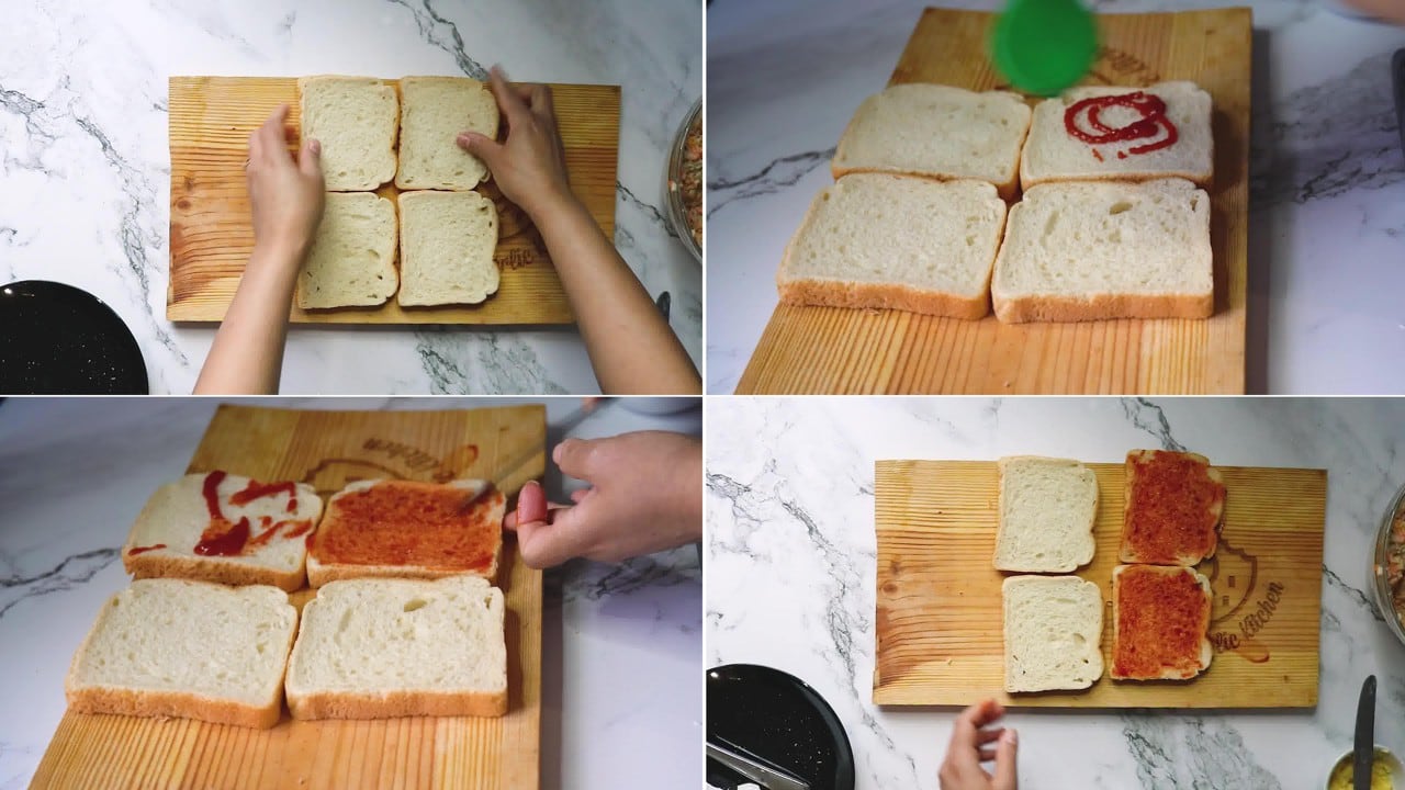 Image of the cooking step-3-1 for Mayonnaise Sandwich (Cold + Grilled)