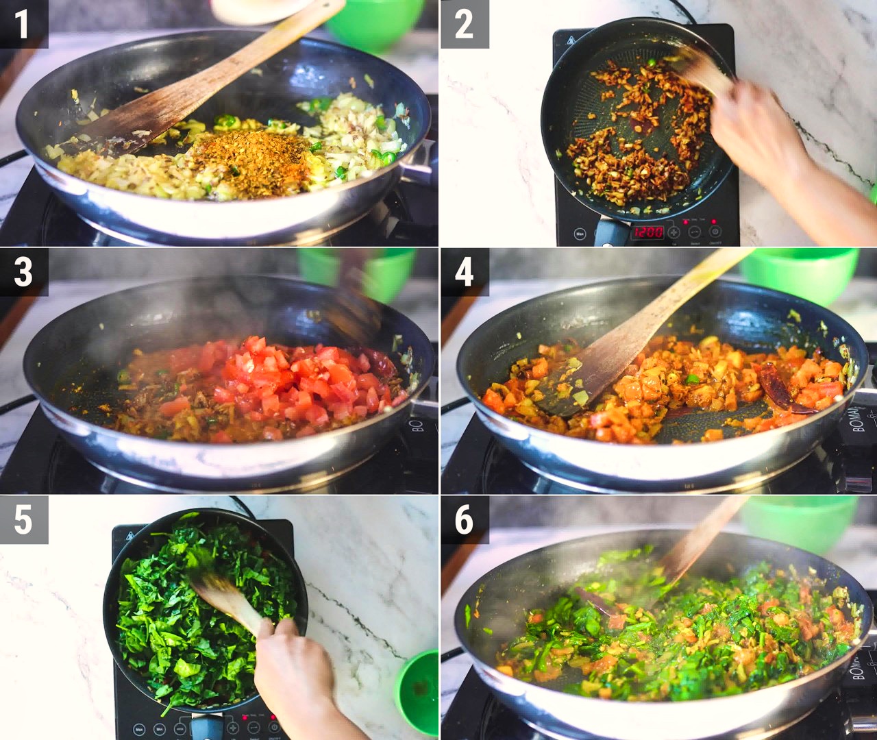 Image of the cooking step-1-4 for Palak Chole