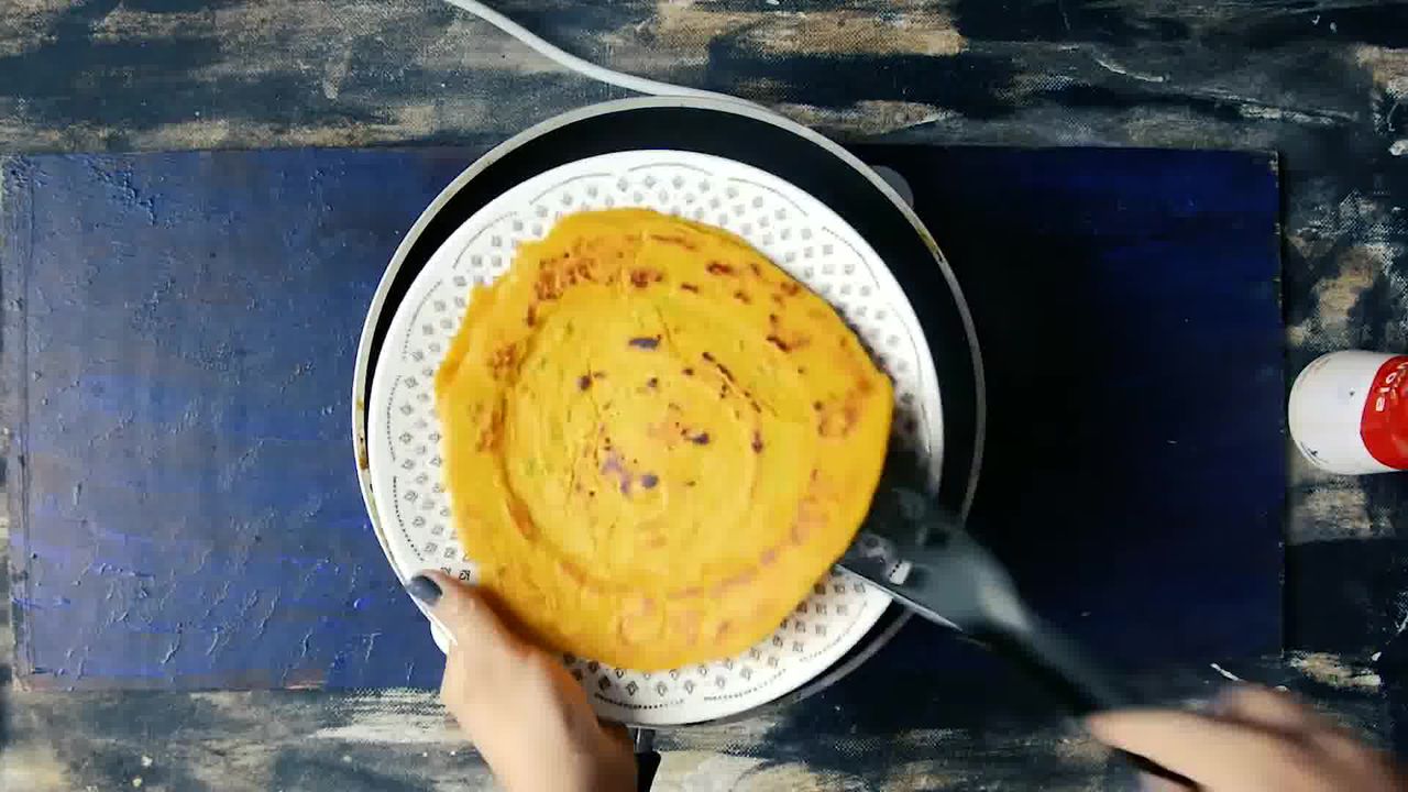 Image of the cooking step-2-7 for Besan Ke Cheele Ka Raita - Chickpea Pancake Yogurt