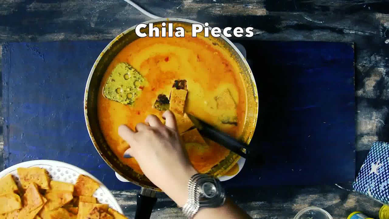 Image of the cooking step-3-9 for Besan Ke Cheele Ki Sabzi - Chickpea Pancake Curry