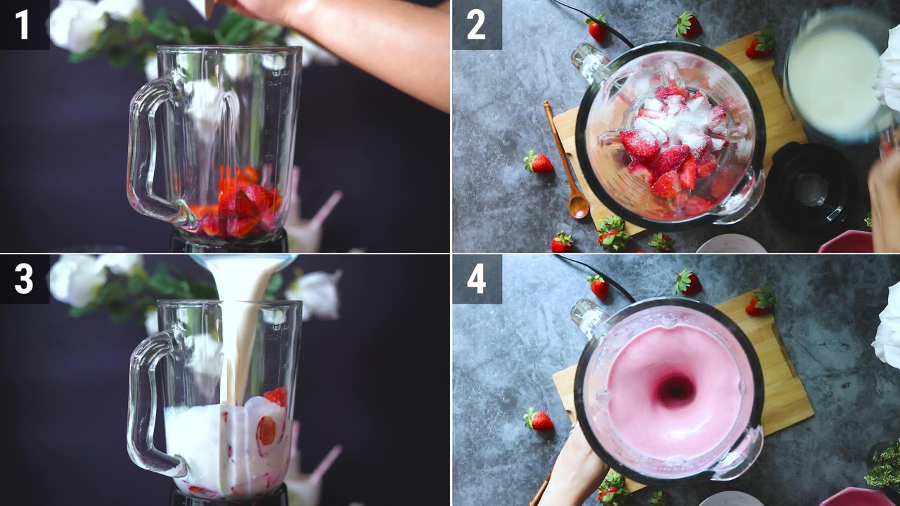 Image of the cooking step-1-2 for Strawberry Milkshake
