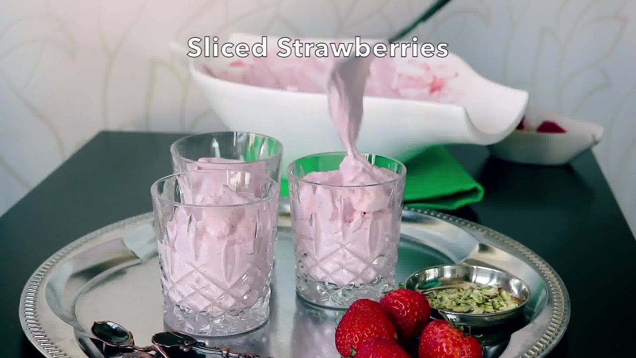 Image of the cooking step-1-11 for Instant Strawberry Shrikhand - Strawberry Yogurt Dessert