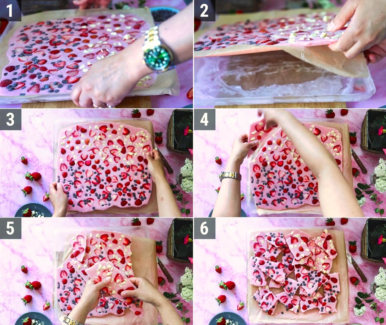 Image of the cooking step-1-4 for Strawberry Yogurt Bark