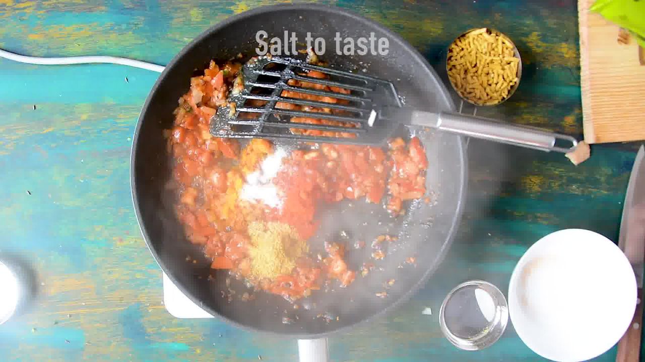 Image of the cooking step-1-6 for Traditional Rajasthani Sev Tamatar Ki Sabzi