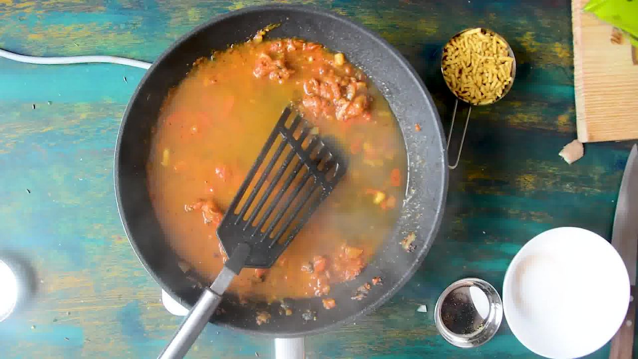 Image of the cooking step-1-8 for Traditional Rajasthani Sev Tamatar Ki Sabzi