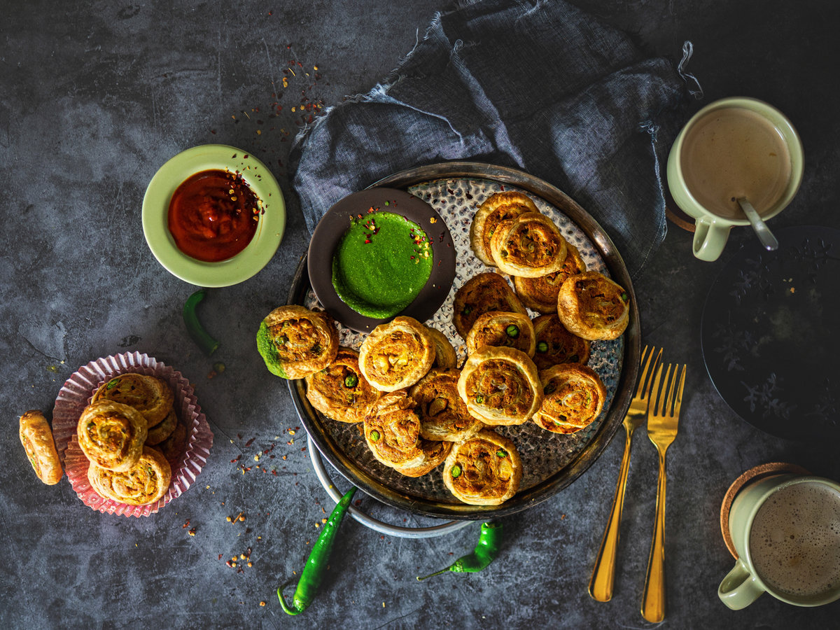 Soak in the festive spirit with a cuppa and this pinwheel samosa