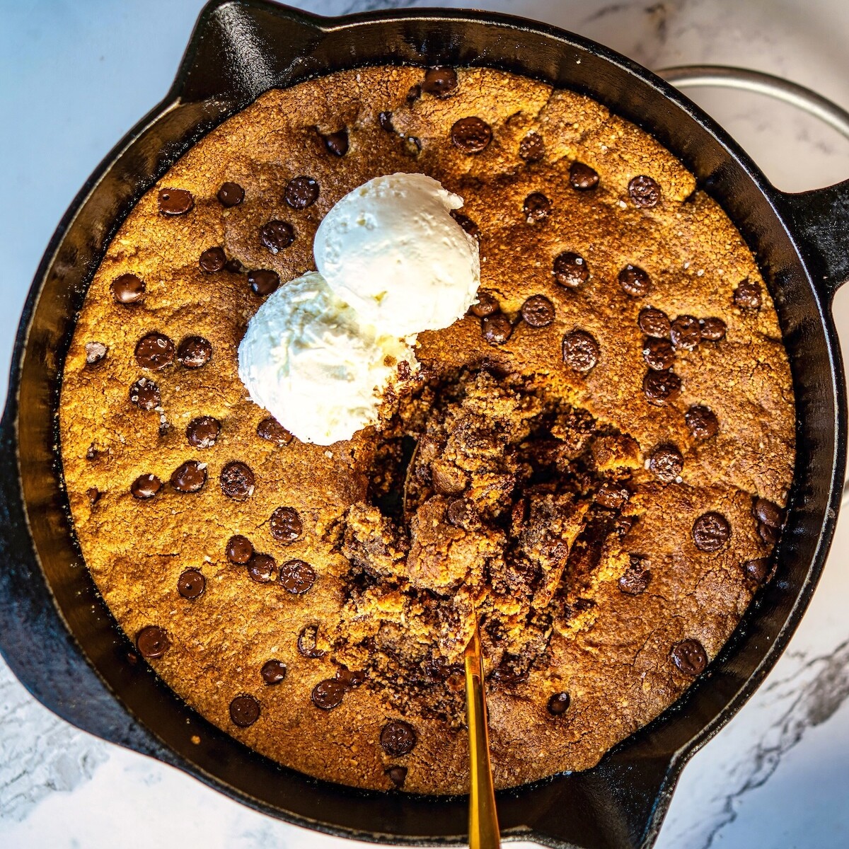 Almond Flour Skillet Chocolate Chip Cookie