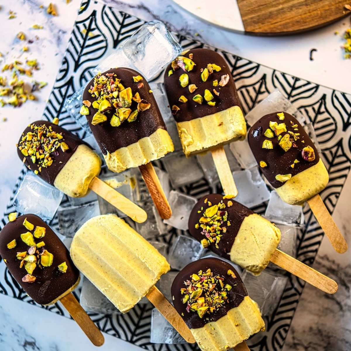 Pistachio Ice Cream Bars with Greek Yogurt
