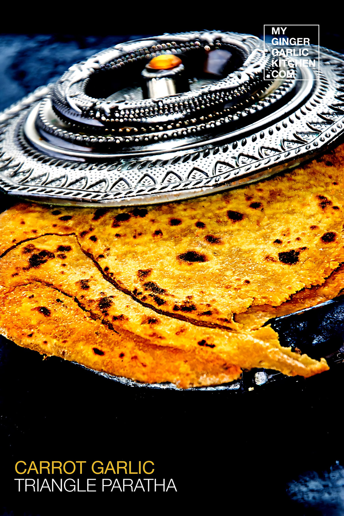 Carrot Garlic Triangle Paratha - Carrot garlic Flatbread