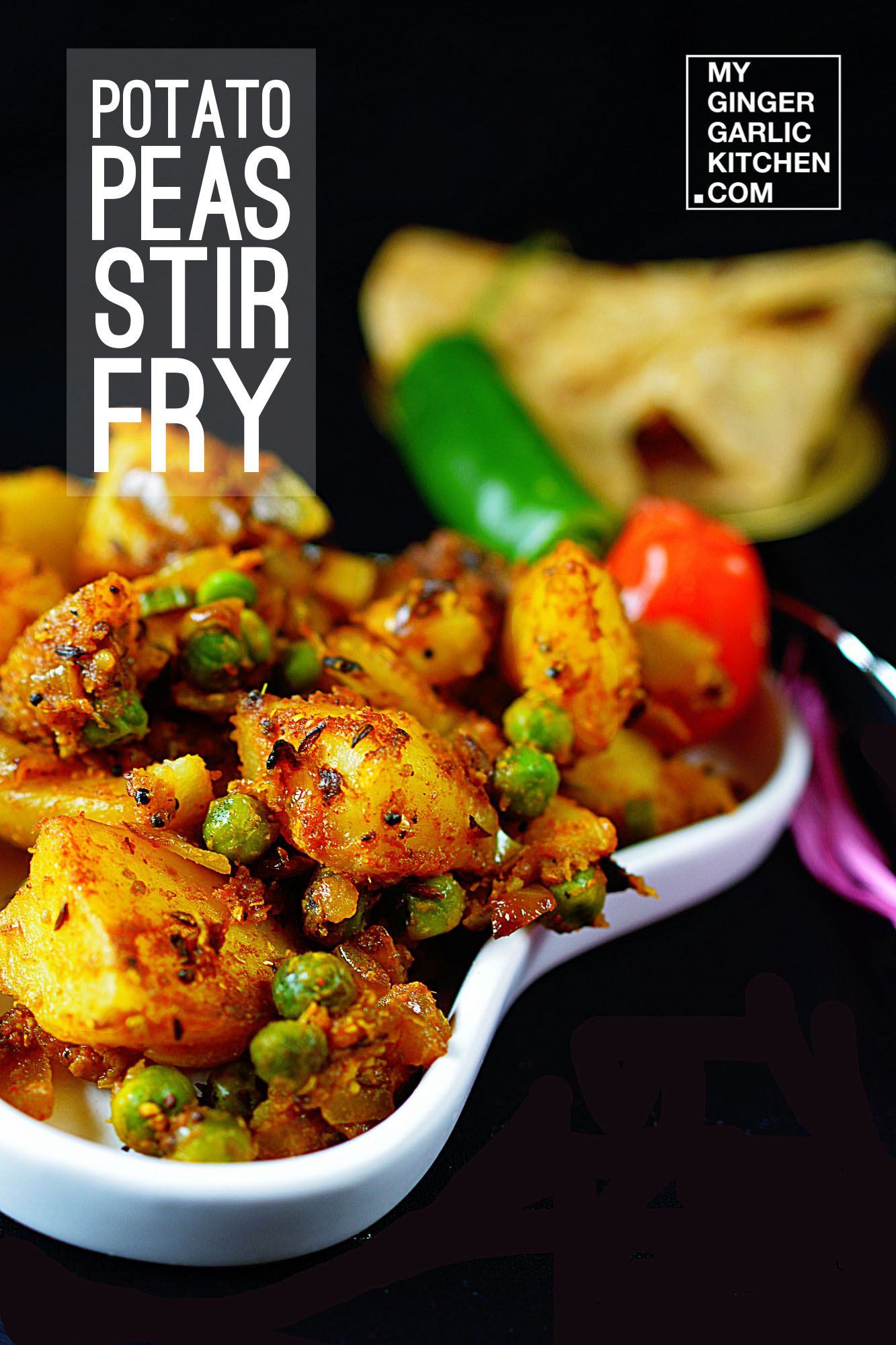 Aloo Matar Dry Sabji - Potato Peas Stir Fry