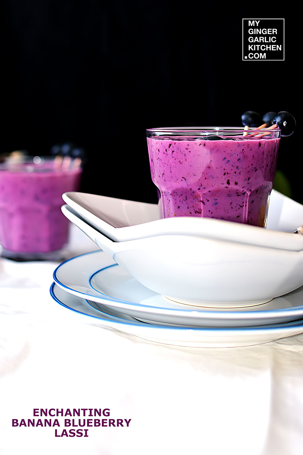 Banana Blueberry Lassi - Flavoured Yogurt Drink