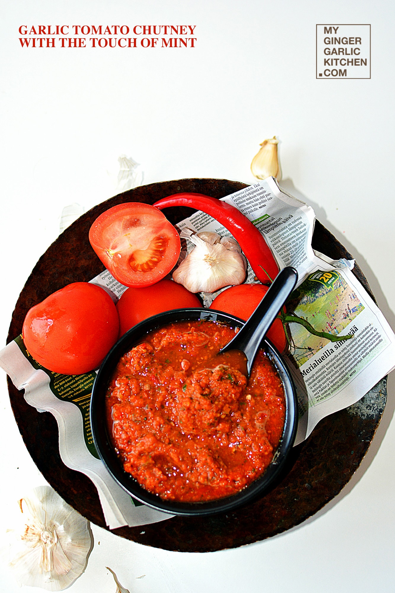 Garlic Tomato Chutney With The Touch Of Mint