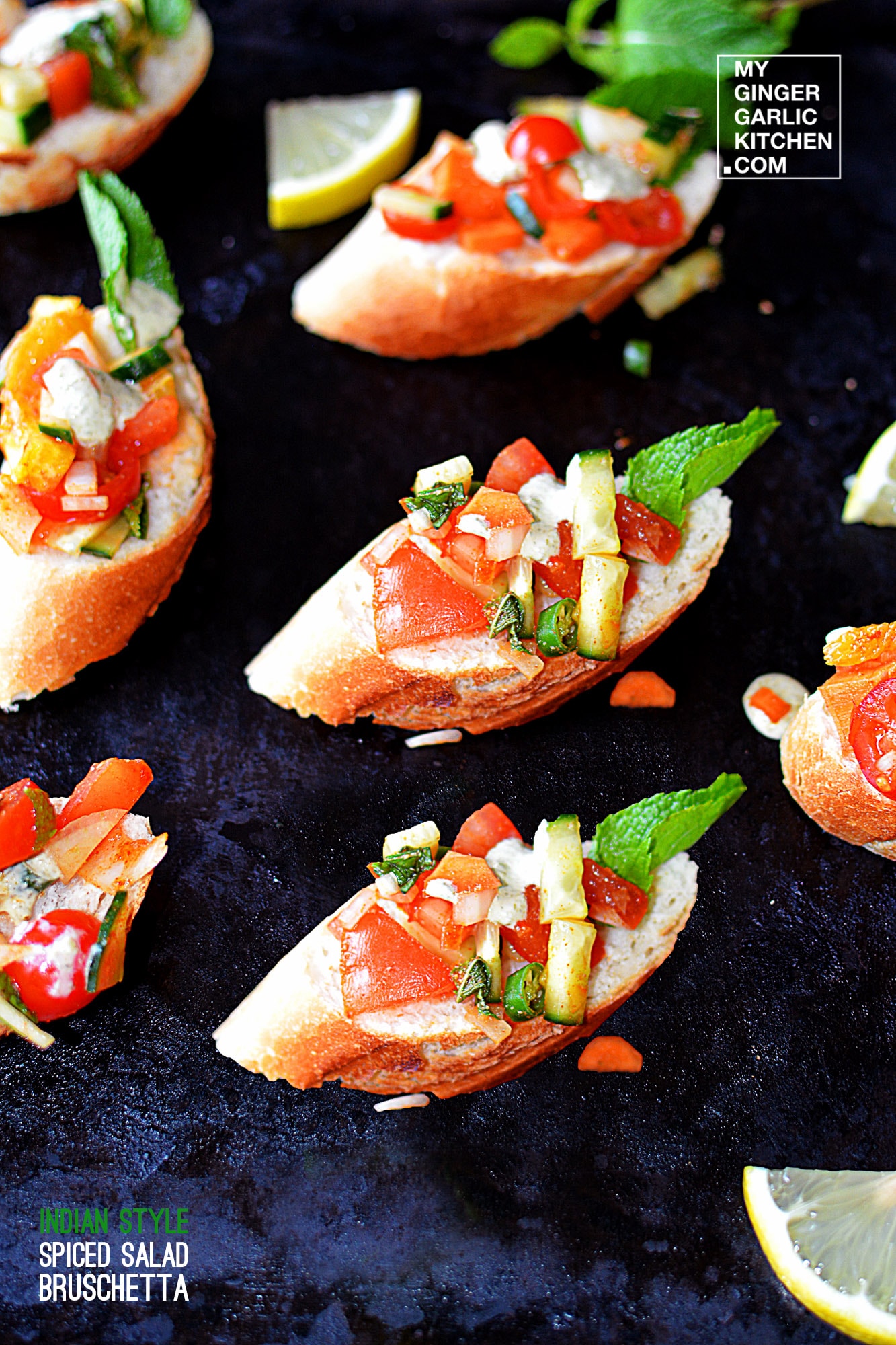 Indian Style Spiced Salad Bruschetta