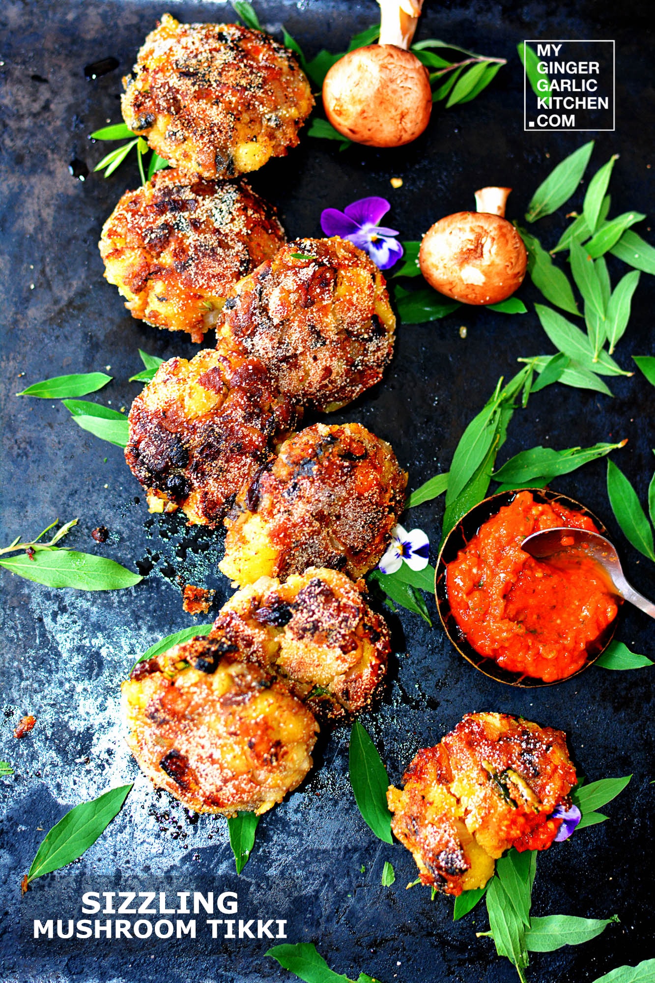 Image - recipe sizzling mushroom tikki anupama paliwal my ginger garlic kitchen 1
