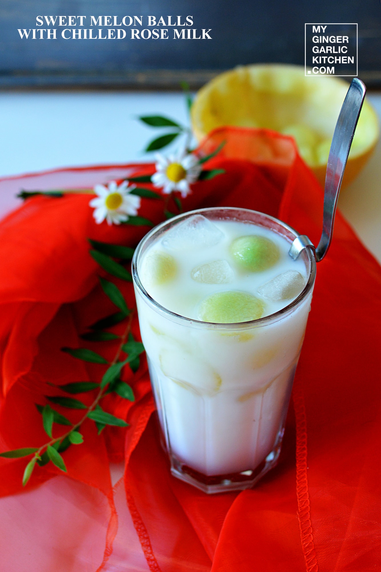 Sweet Melon Balls with Chilled Rose Milk