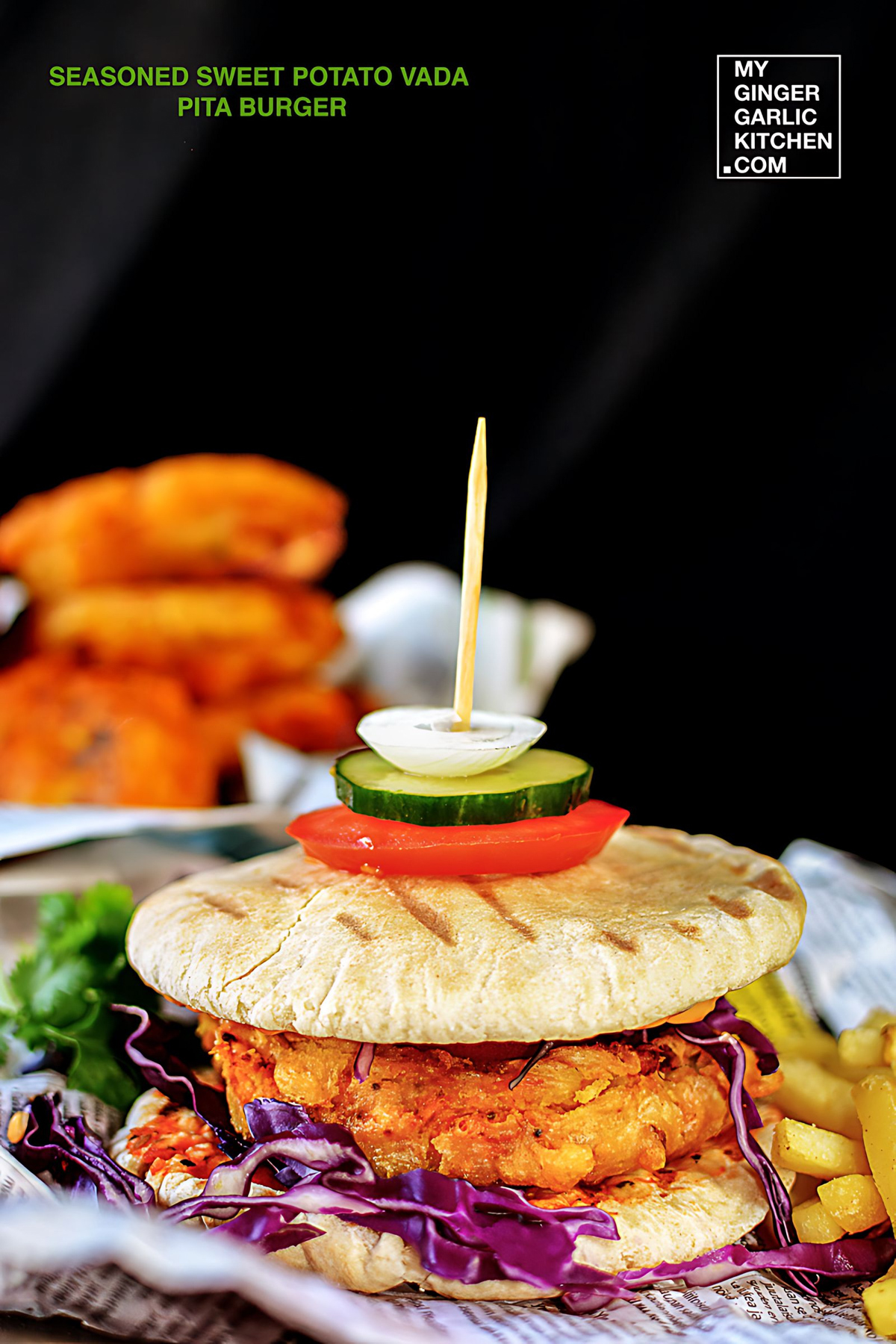 Image of Seasoned Sweet Potato Vada Grilled Pita Burger