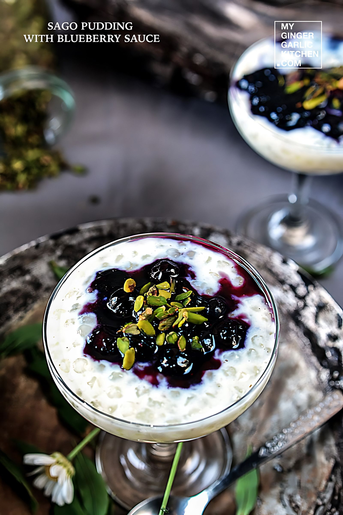 Sago Pudding with Blueberry Sauce