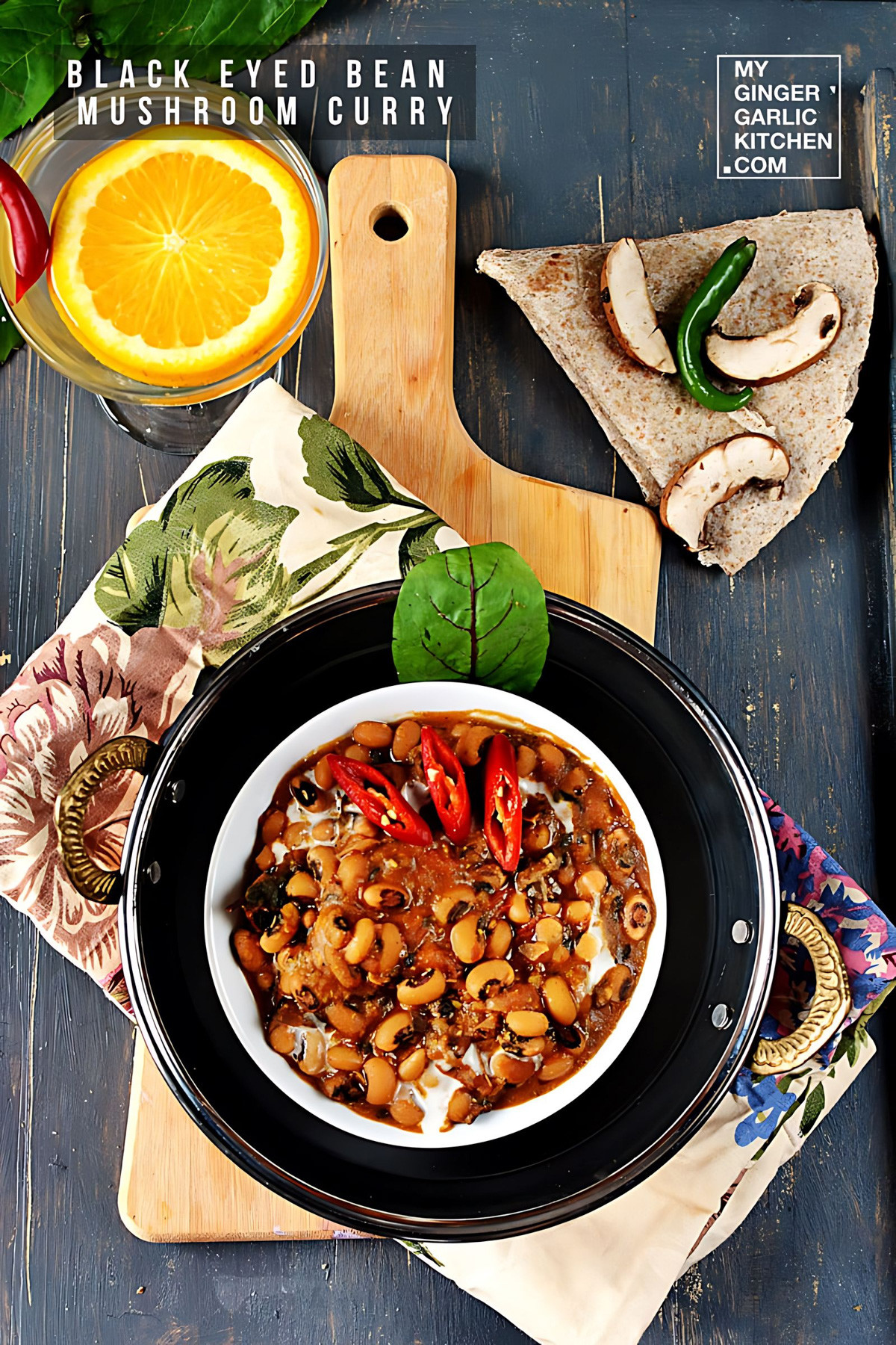 Image of Lobia Mushroom Curry - Black-eyed Bean Mushroom Curry