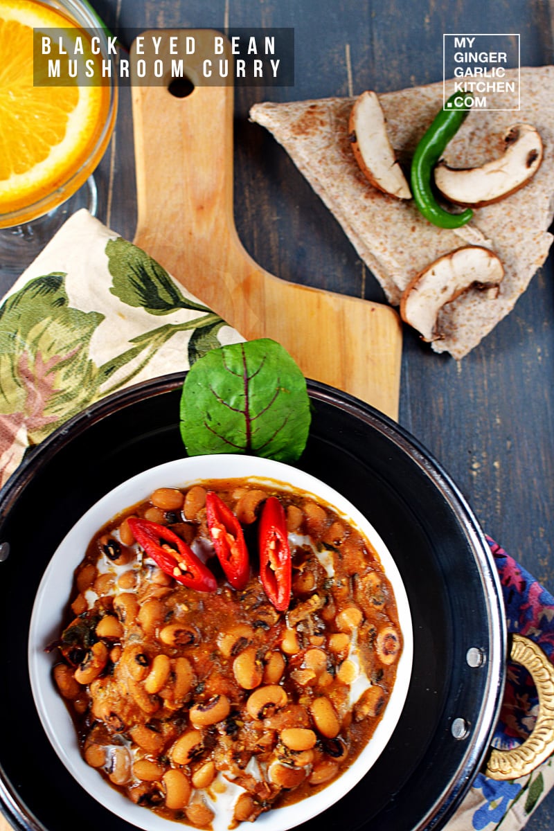 Lobia (Chawli) Mushroom Curry Recipe | Black-eyed Bean Mushroom Curry ...