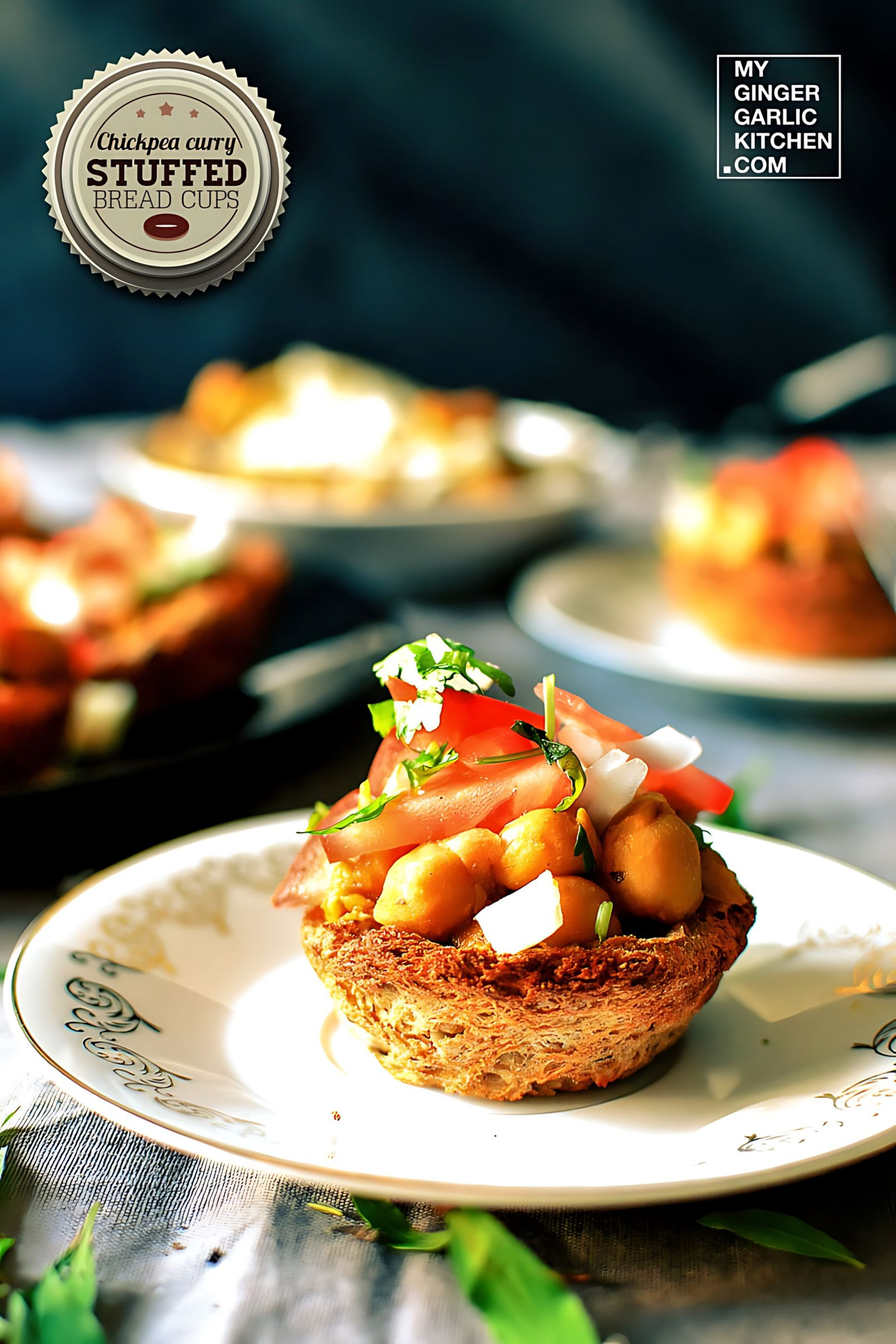 Chickpea Curry Stuffed Crispy Bread Cups