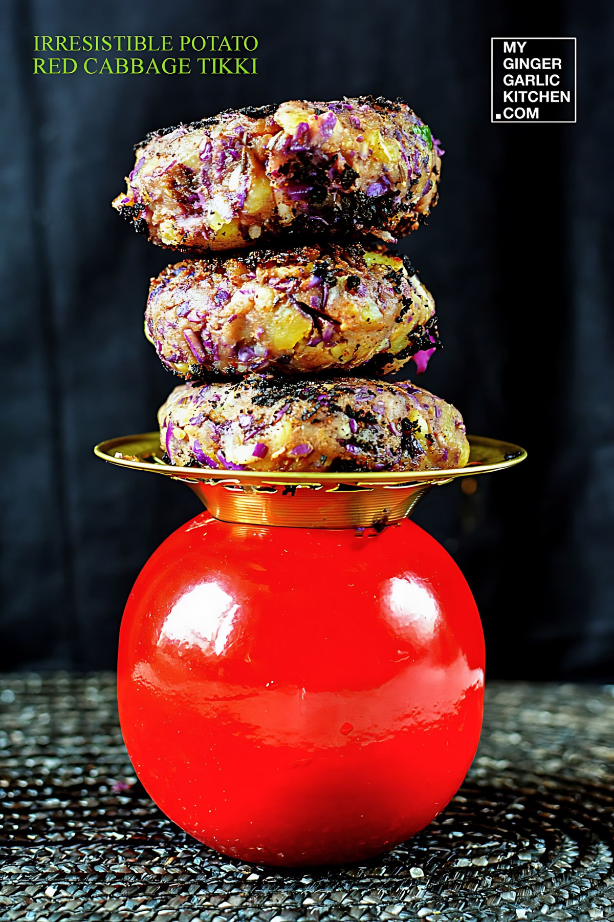 Image of Irresistible Potato Red Cabbage Tikki - Cutlet