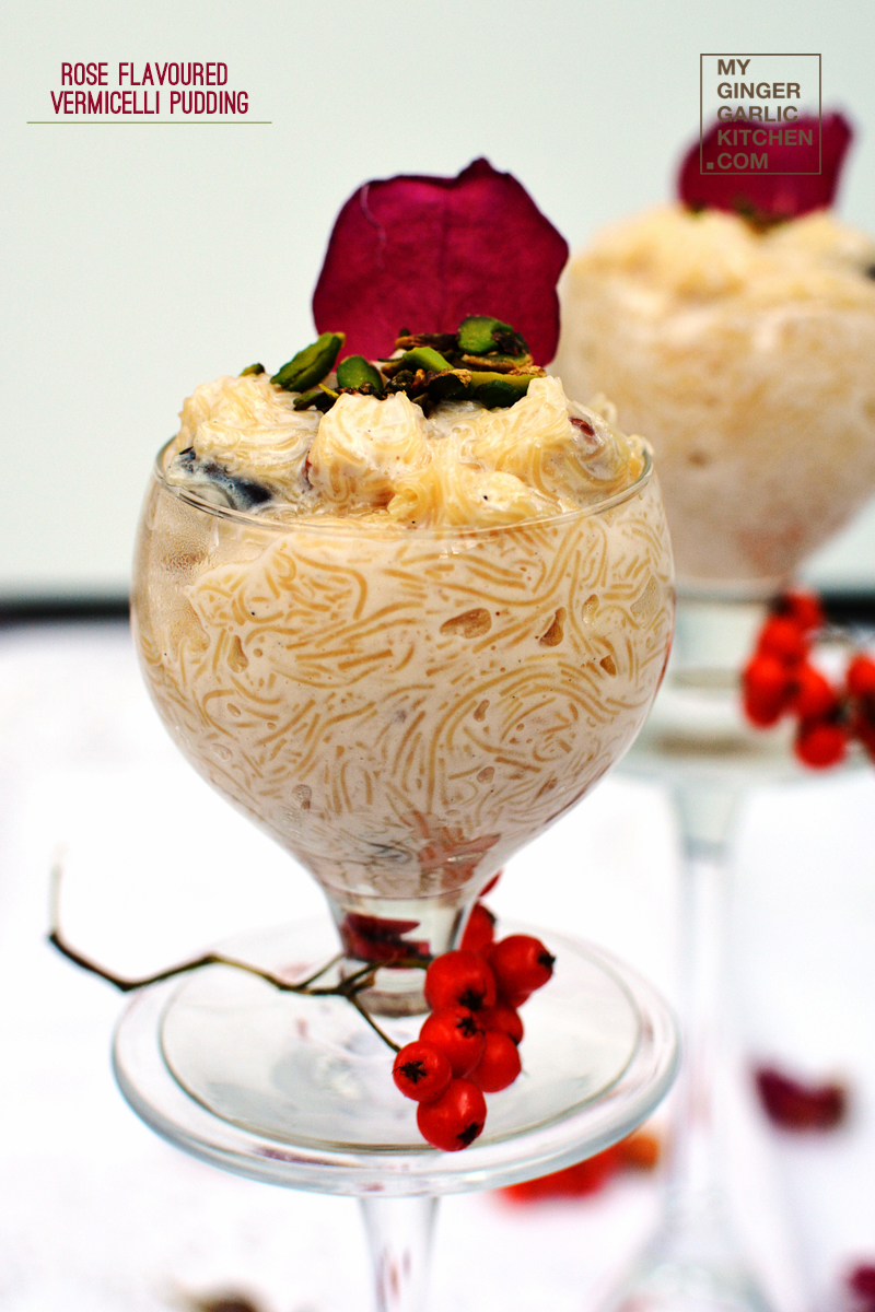 Rose Flavored Vermicelli Pudding | Seviyan Kheer| mygingergarlickitchen.com/ @anupama_dreams