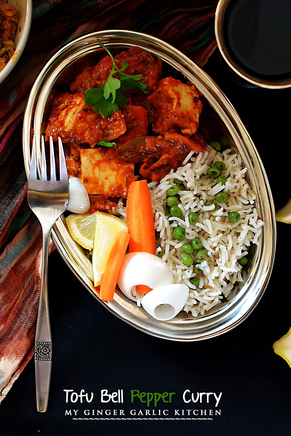 Image of Creamy Tofu Bell Pepper Curry Recipe - Kadai Tofu Masala