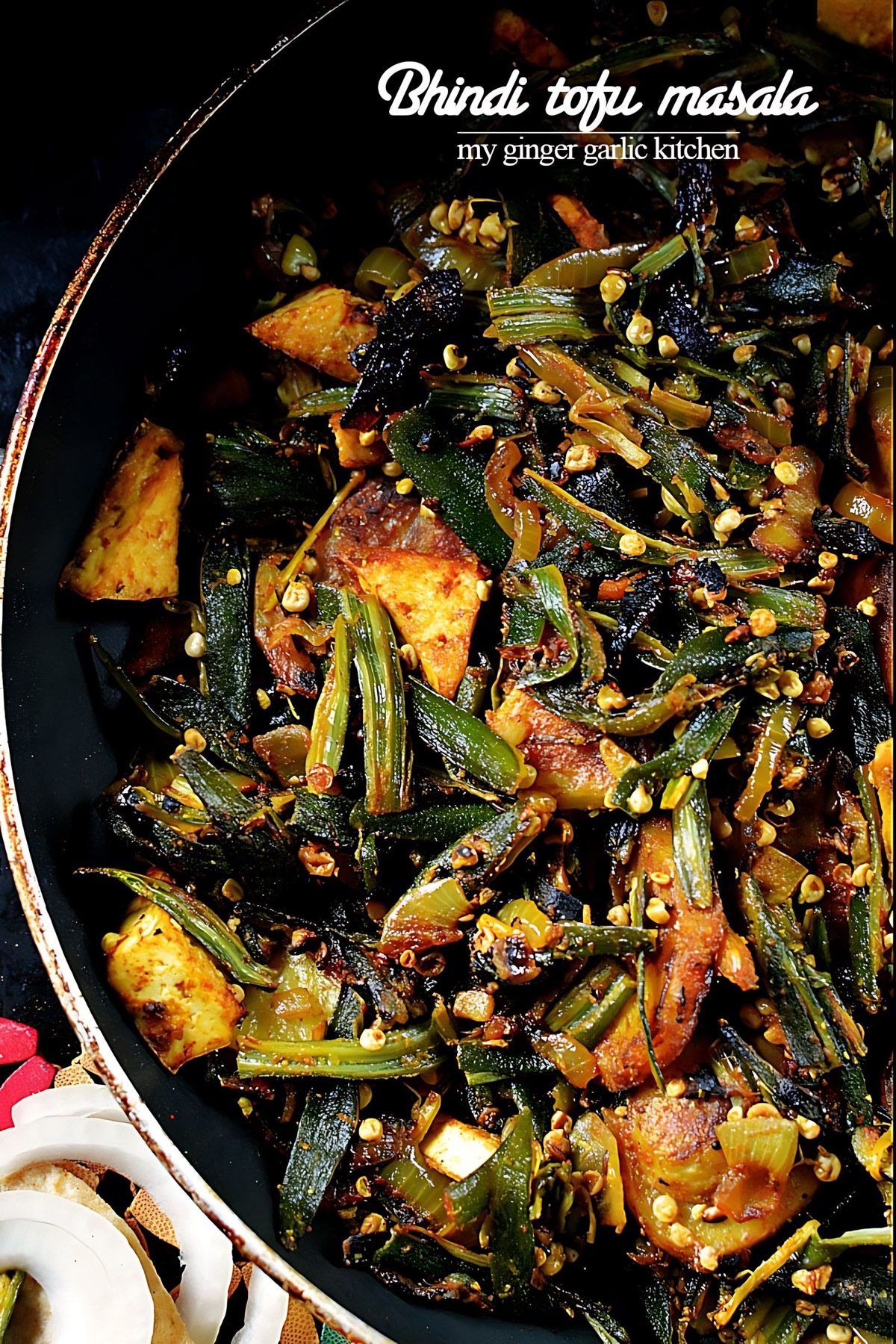 Bhindi Aloo Tofu Masala Recipe - Okra Potato Tofu Stir Fry