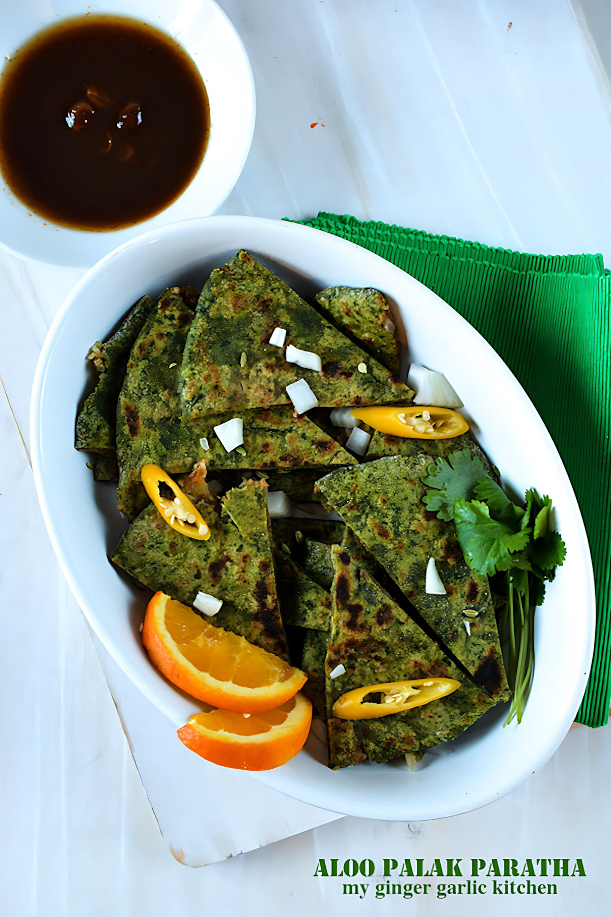 Aloo Palak Paratha - Potato Stuffed Spinach Flatbread