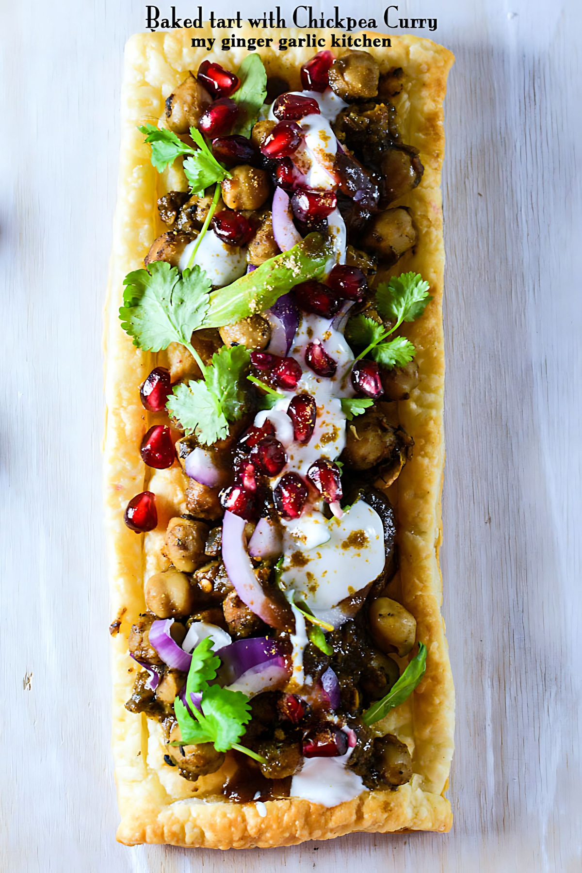 Baked Tart with Chickpea Curry and Tamarind Chutney