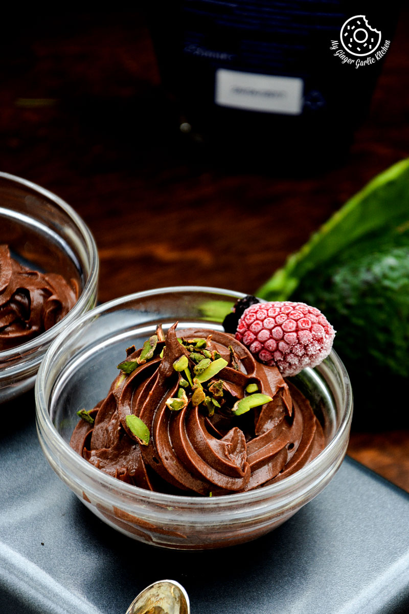 Dairy-free-avocado-chocolate-mousse-with-pistachio-and-raspberrychocolate-lassi-egg-cups|mygingergarlickitchen.com/ @anupama_dreams