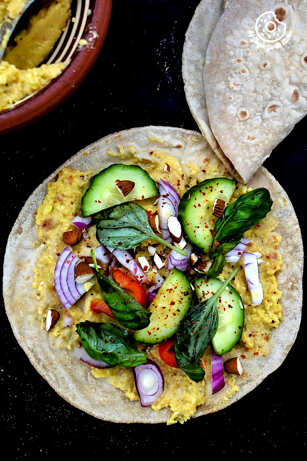 Indian Chapati With Peppery Garlicky Avocado Spread