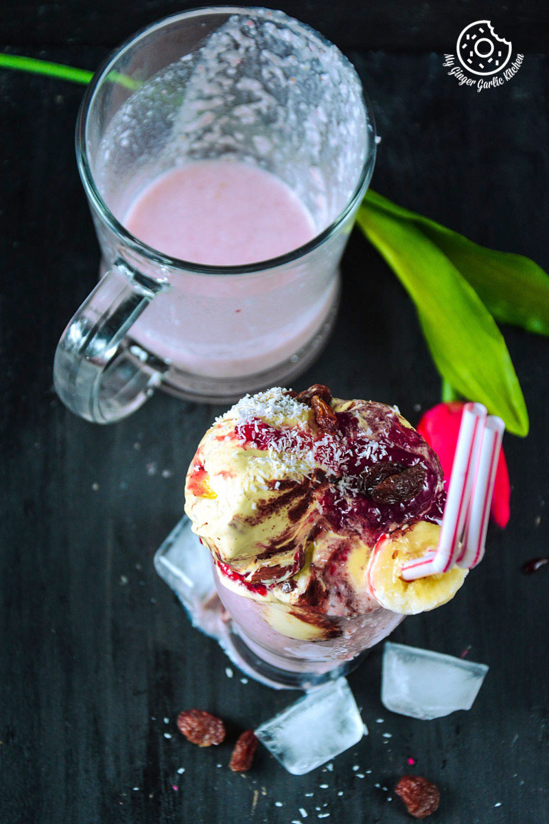 Image - recipe banana raspberry coconut smoothie with tiramisu chocolate anupama paliwal my ginger garlic kitchen 51 683x1024